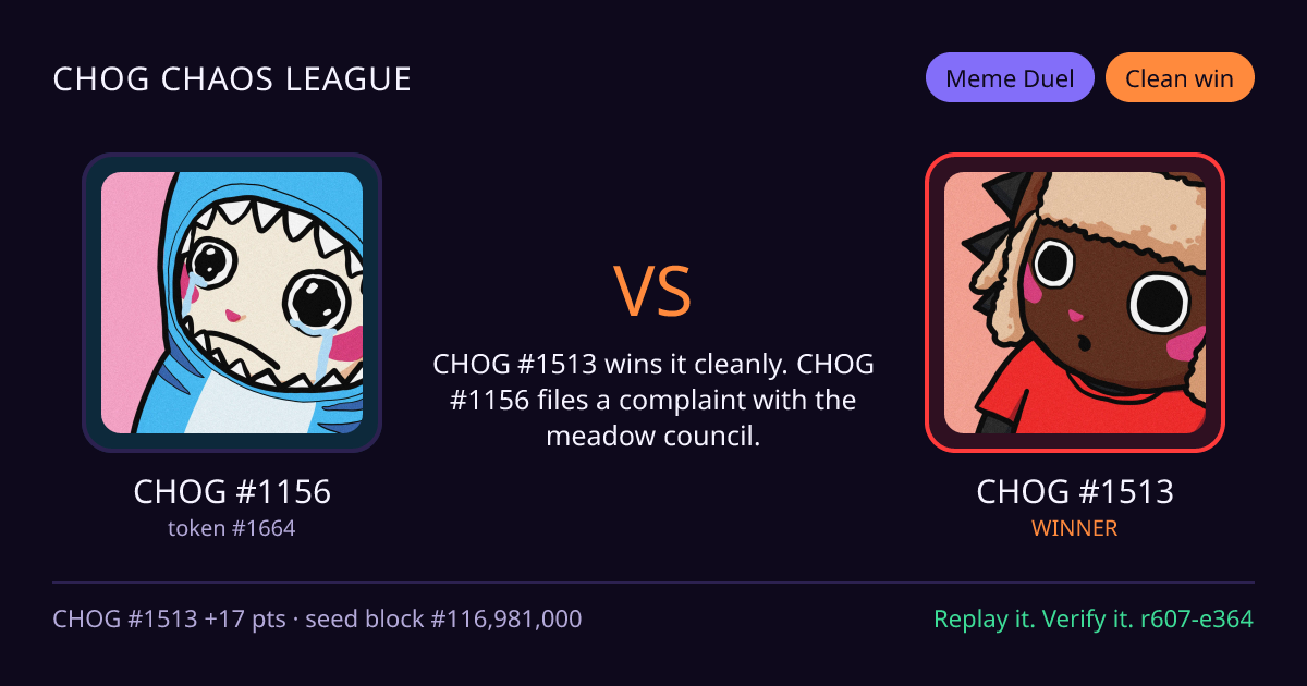Highlight card: CHOG #1156 versus CHOG #1513