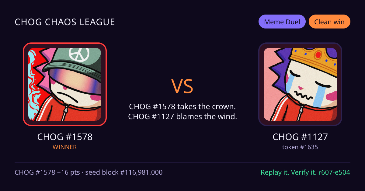 Highlight card: CHOG #1578 versus CHOG #1127