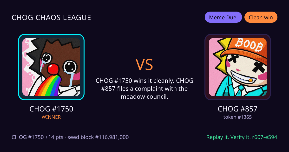 Highlight card: CHOG #1750 versus CHOG #857