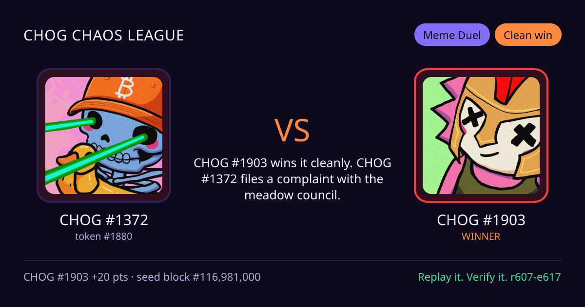 Highlight card: CHOG #1372 versus CHOG #1903
