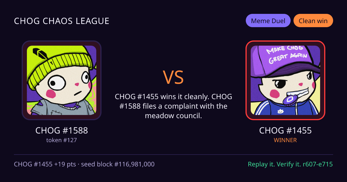 Highlight card: CHOG #1588 versus CHOG #1455