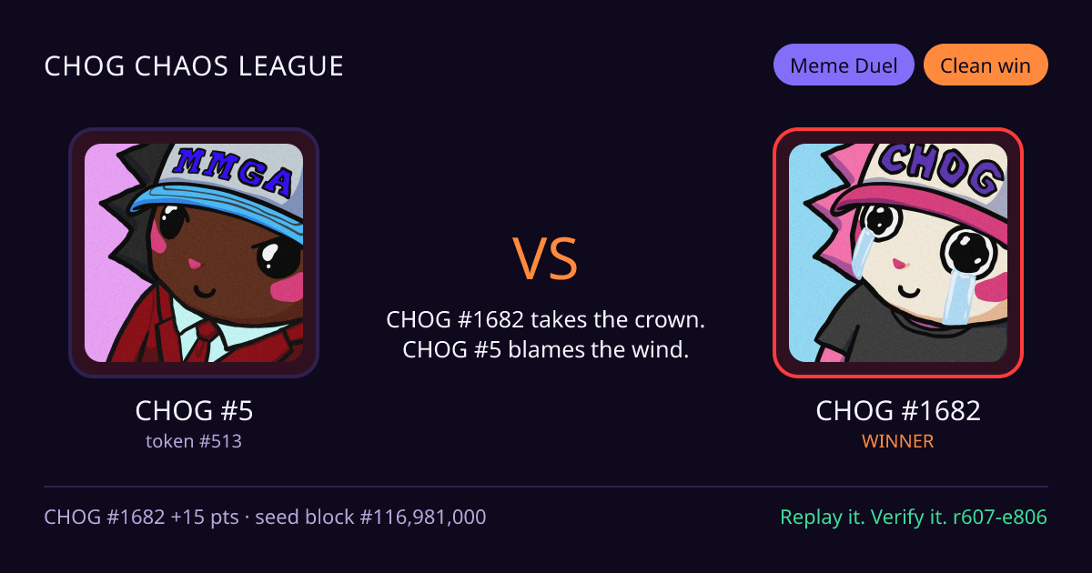 Highlight card: CHOG #5 versus CHOG #1682