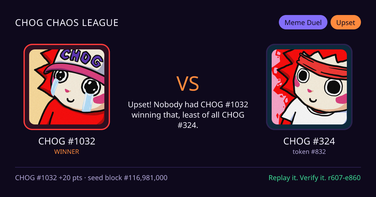Highlight card: CHOG #1032 versus CHOG #324