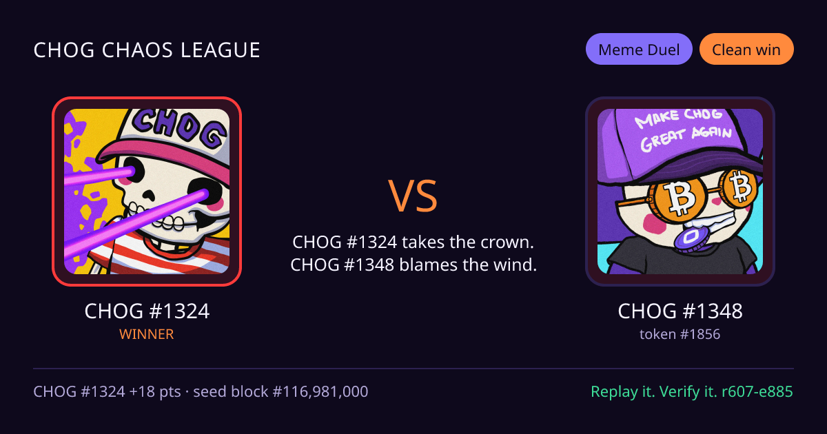 Highlight card: CHOG #1324 versus CHOG #1348