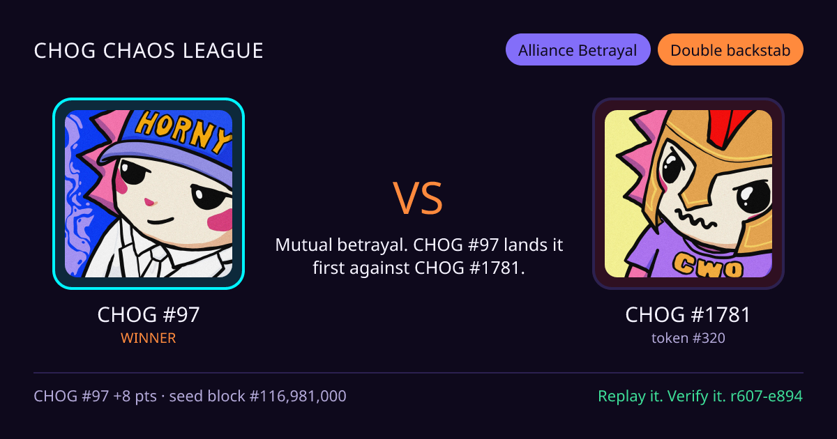 Highlight card: CHOG #97 versus CHOG #1781