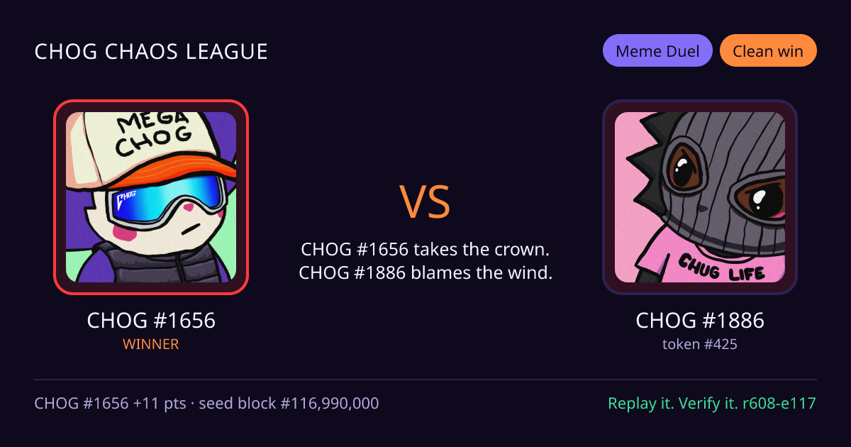 Highlight card: CHOG #1656 versus CHOG #1886