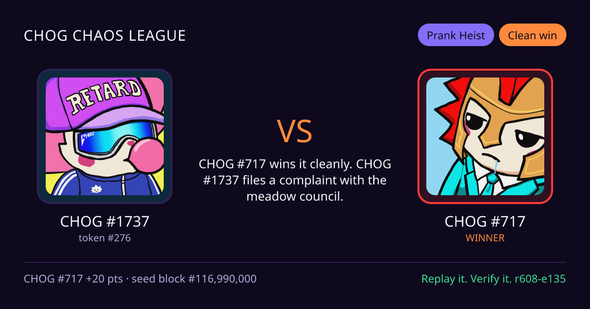 Highlight card: CHOG #1737 versus CHOG #717