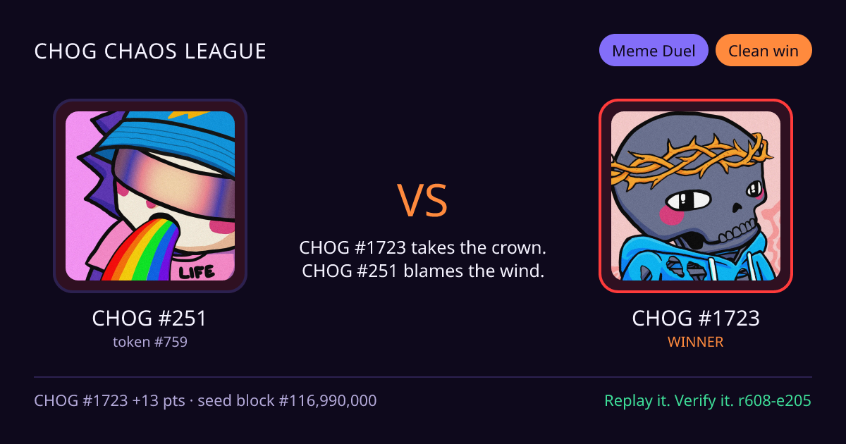 Highlight card: CHOG #251 versus CHOG #1723