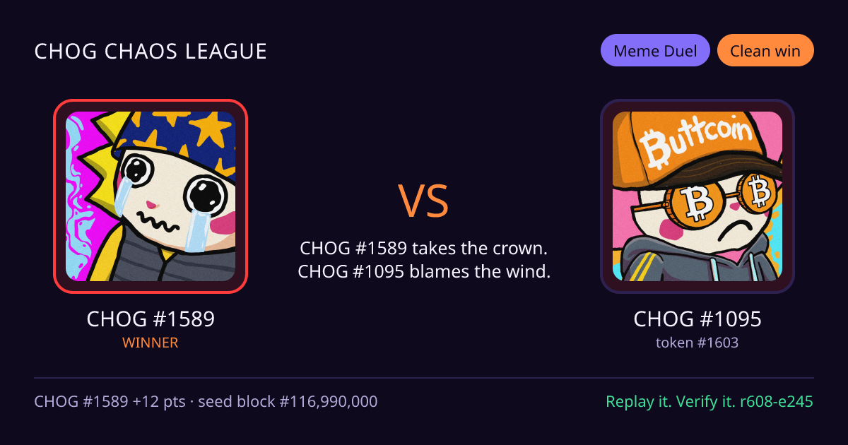 Highlight card: CHOG #1589 versus CHOG #1095