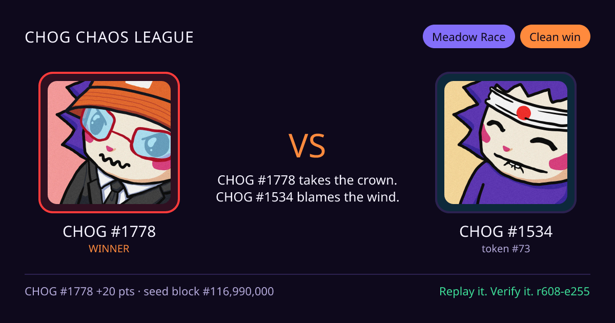Highlight card: CHOG #1778 versus CHOG #1534