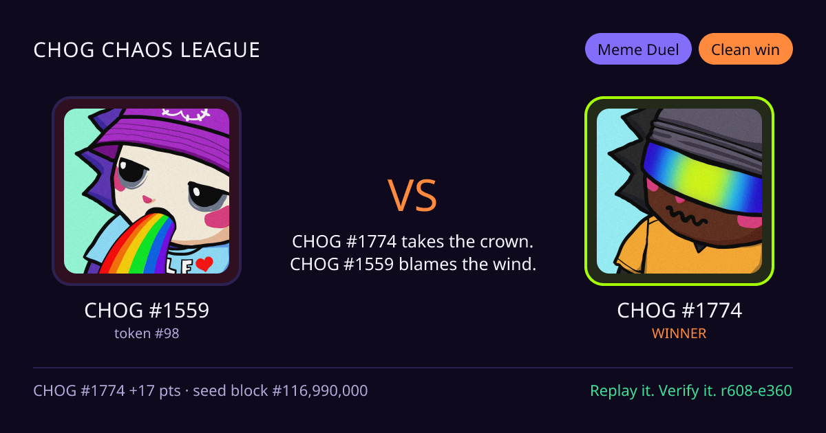 Highlight card: CHOG #1559 versus CHOG #1774
