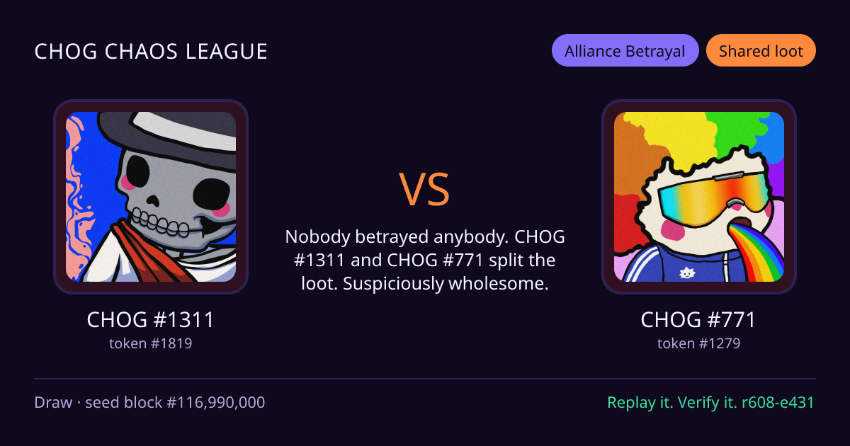 Highlight card: CHOG #1311 versus CHOG #771