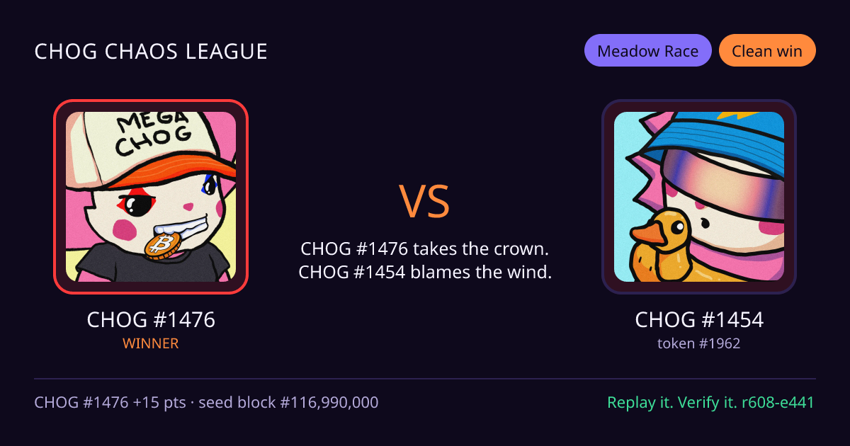 Highlight card: CHOG #1476 versus CHOG #1454