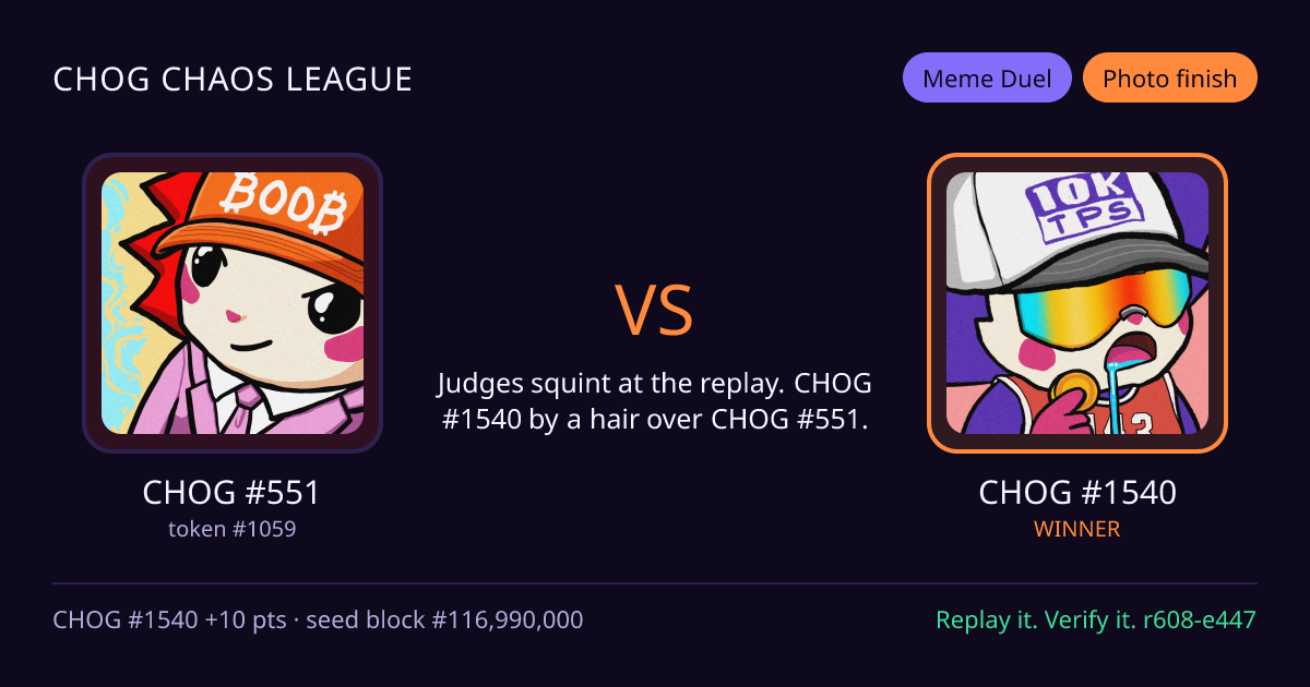 Highlight card: CHOG #551 versus CHOG #1540