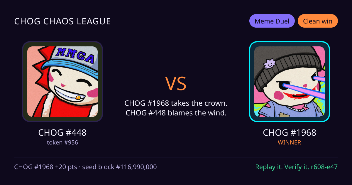 Highlight card: CHOG #448 versus CHOG #1968