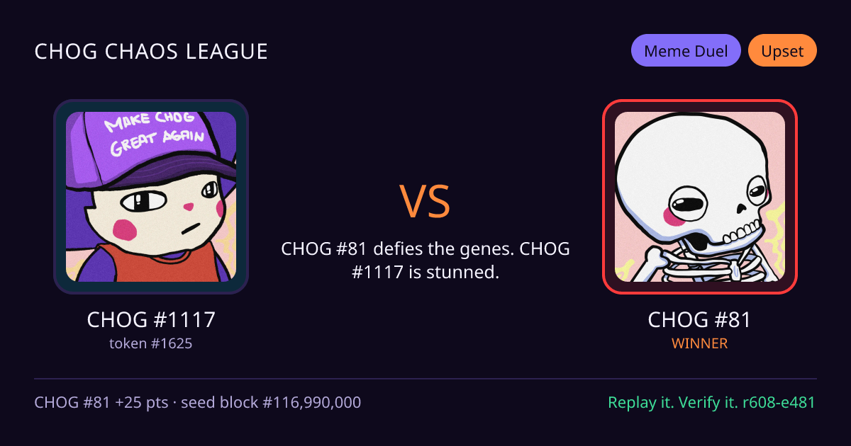 Highlight card: CHOG #1117 versus CHOG #81