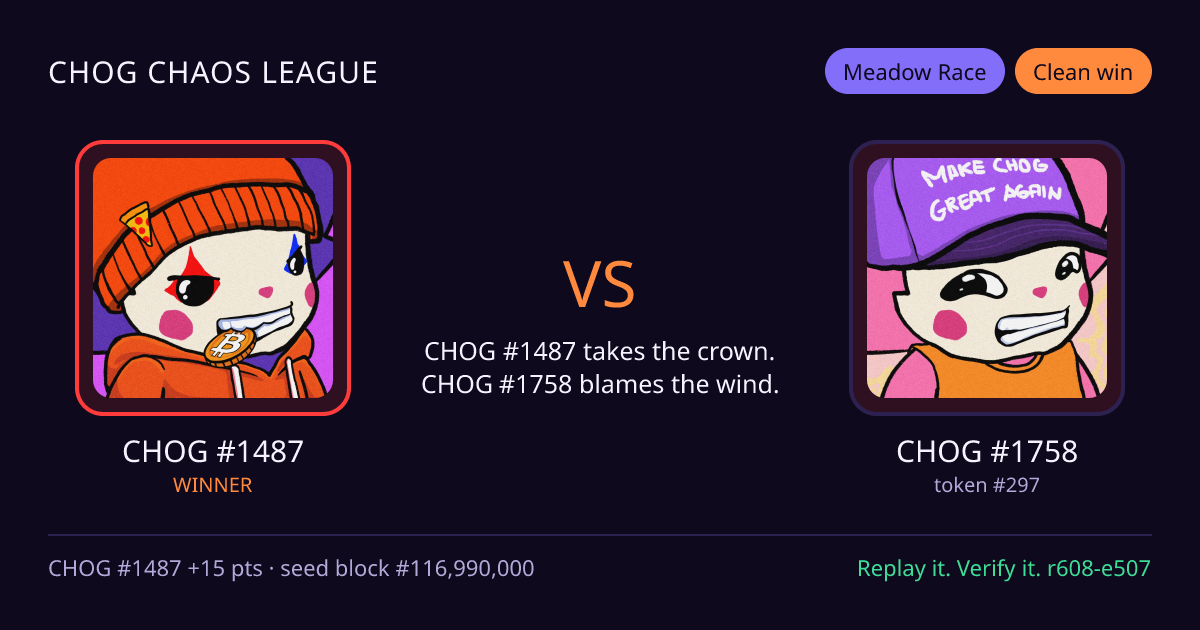 Highlight card: CHOG #1487 versus CHOG #1758