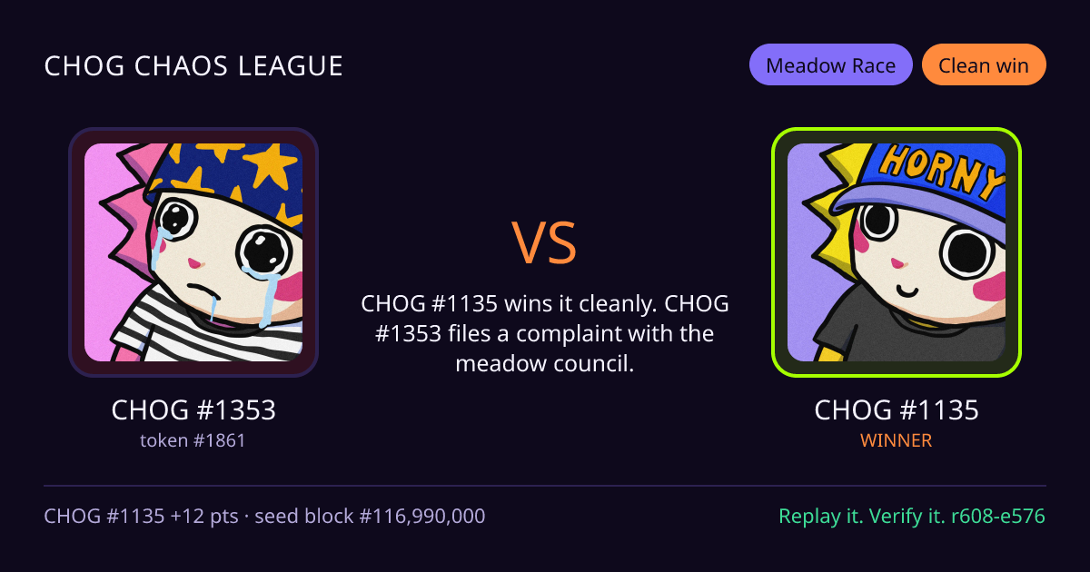 Highlight card: CHOG #1353 versus CHOG #1135