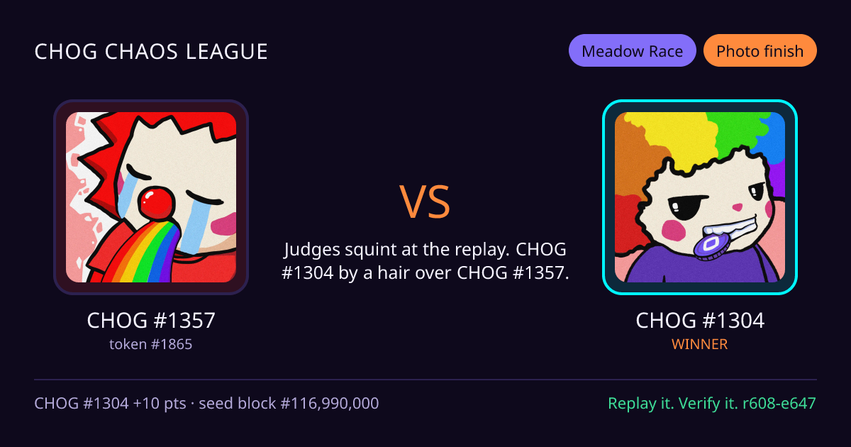 Highlight card: CHOG #1357 versus CHOG #1304