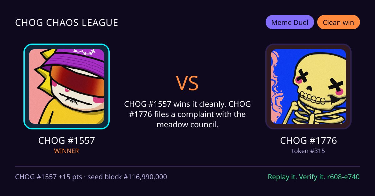 Highlight card: CHOG #1557 versus CHOG #1776
