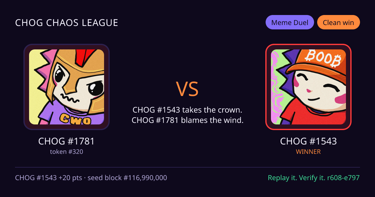 Highlight card: CHOG #1781 versus CHOG #1543