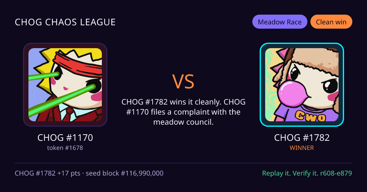 Highlight card: CHOG #1170 versus CHOG #1782