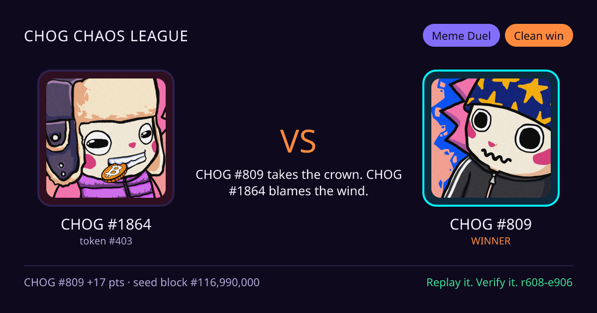 Highlight card: CHOG #1864 versus CHOG #809