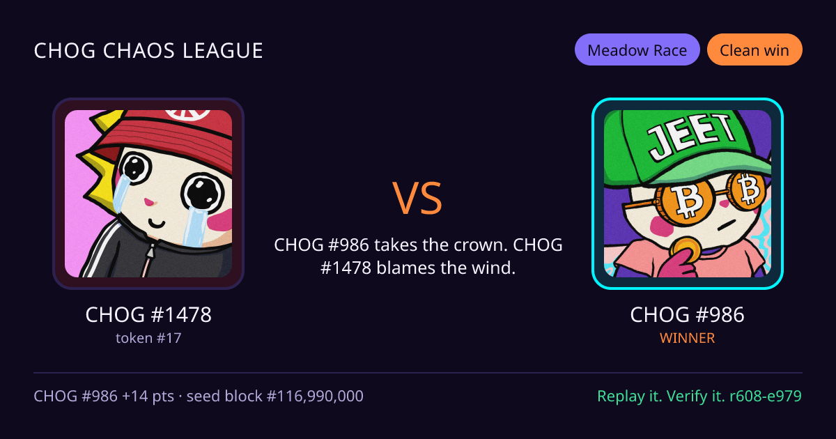 Highlight card: CHOG #1478 versus CHOG #986