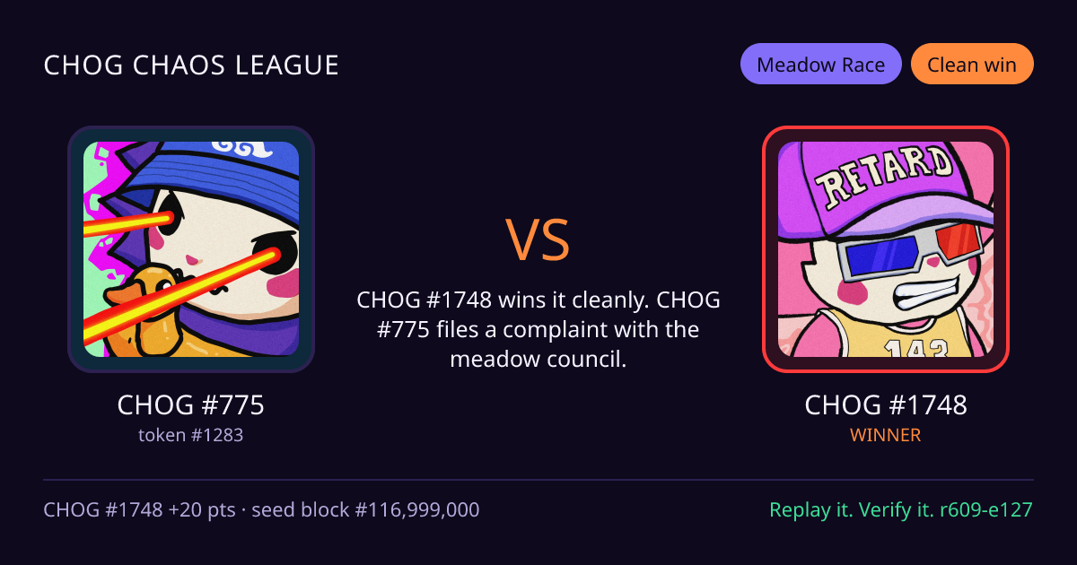 Highlight card: CHOG #775 versus CHOG #1748