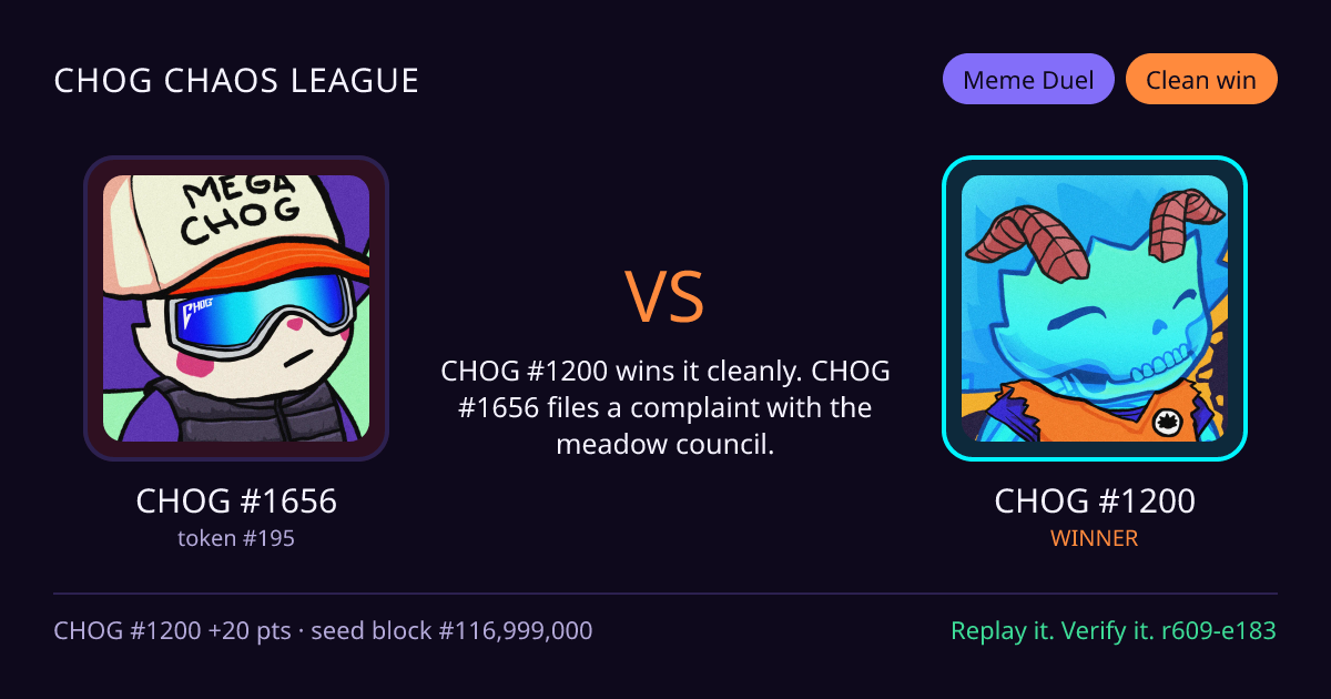 Highlight card: CHOG #1656 versus CHOG #1200