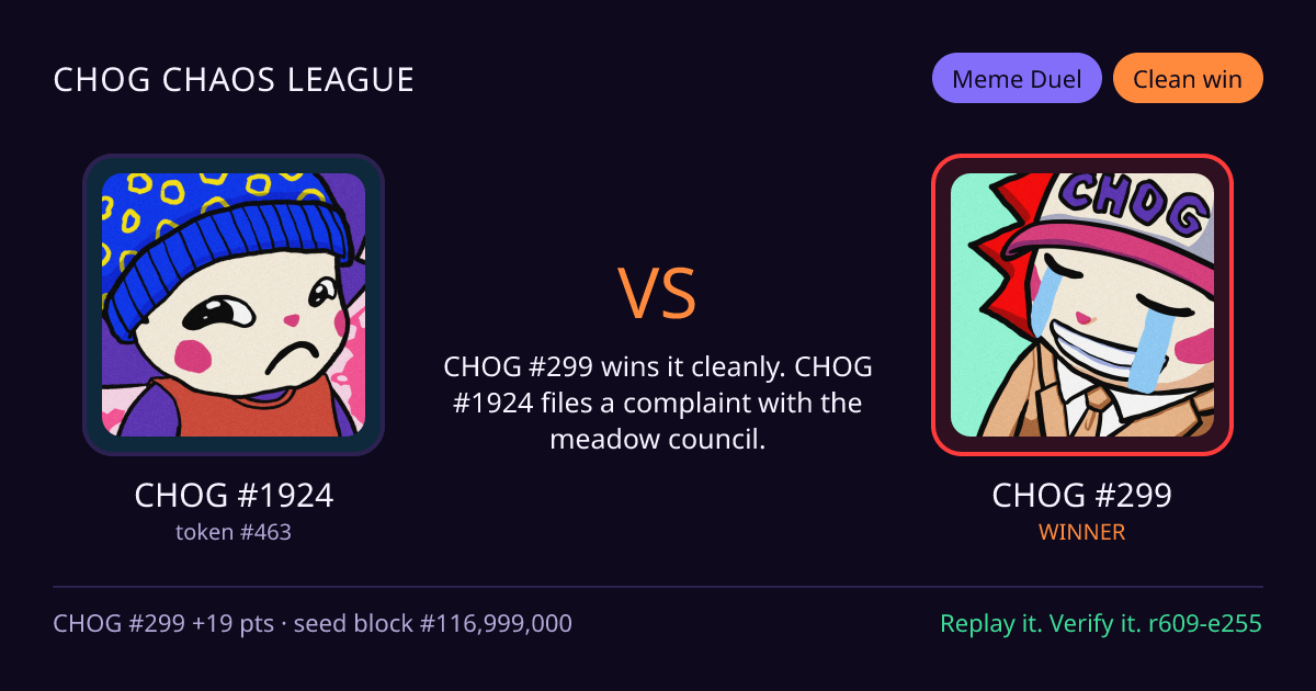 Highlight card: CHOG #1924 versus CHOG #299