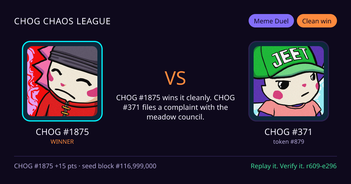 Highlight card: CHOG #1875 versus CHOG #371