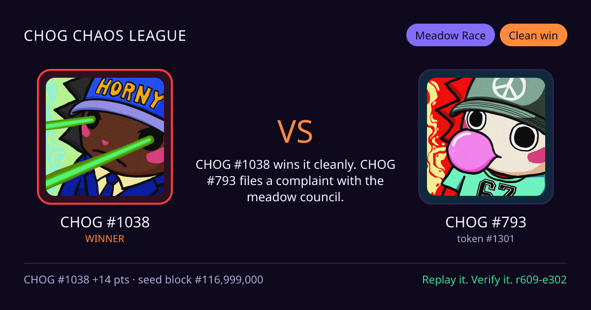 Highlight card: CHOG #1038 versus CHOG #793