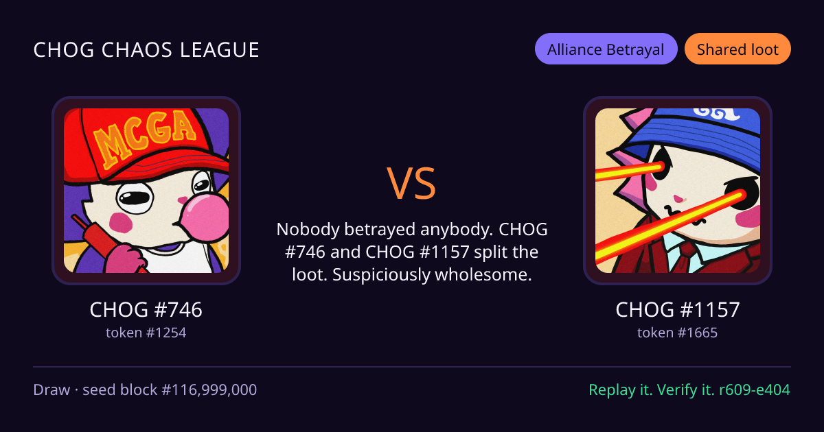 Highlight card: CHOG #746 versus CHOG #1157