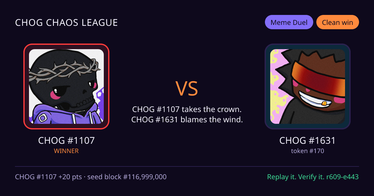 Highlight card: CHOG #1107 versus CHOG #1631