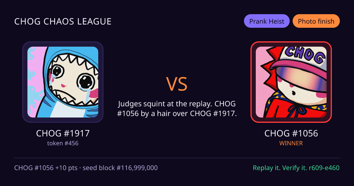Highlight card: CHOG #1917 versus CHOG #1056