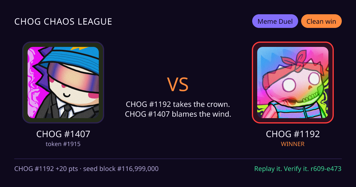 Highlight card: CHOG #1407 versus CHOG #1192