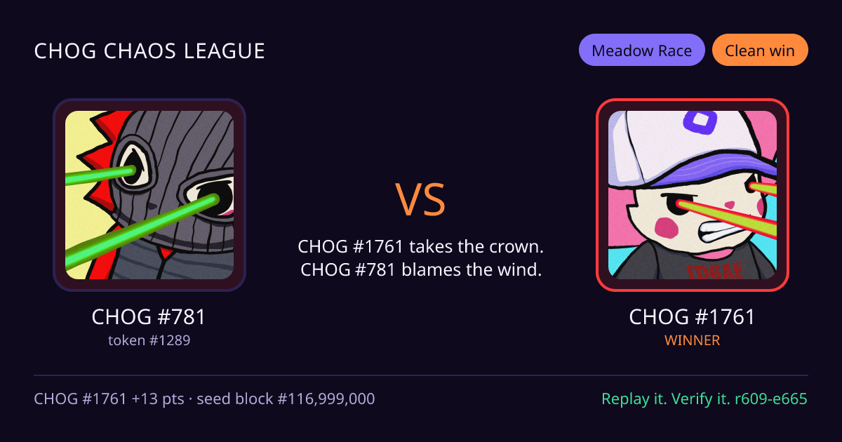 Highlight card: CHOG #781 versus CHOG #1761