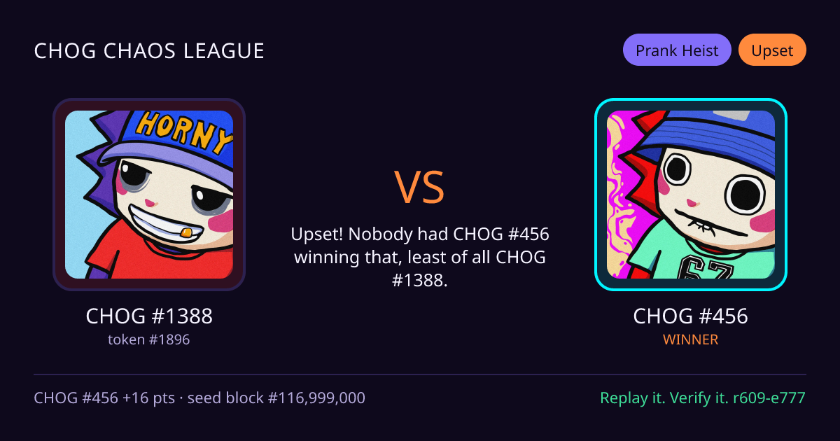 Highlight card: CHOG #1388 versus CHOG #456