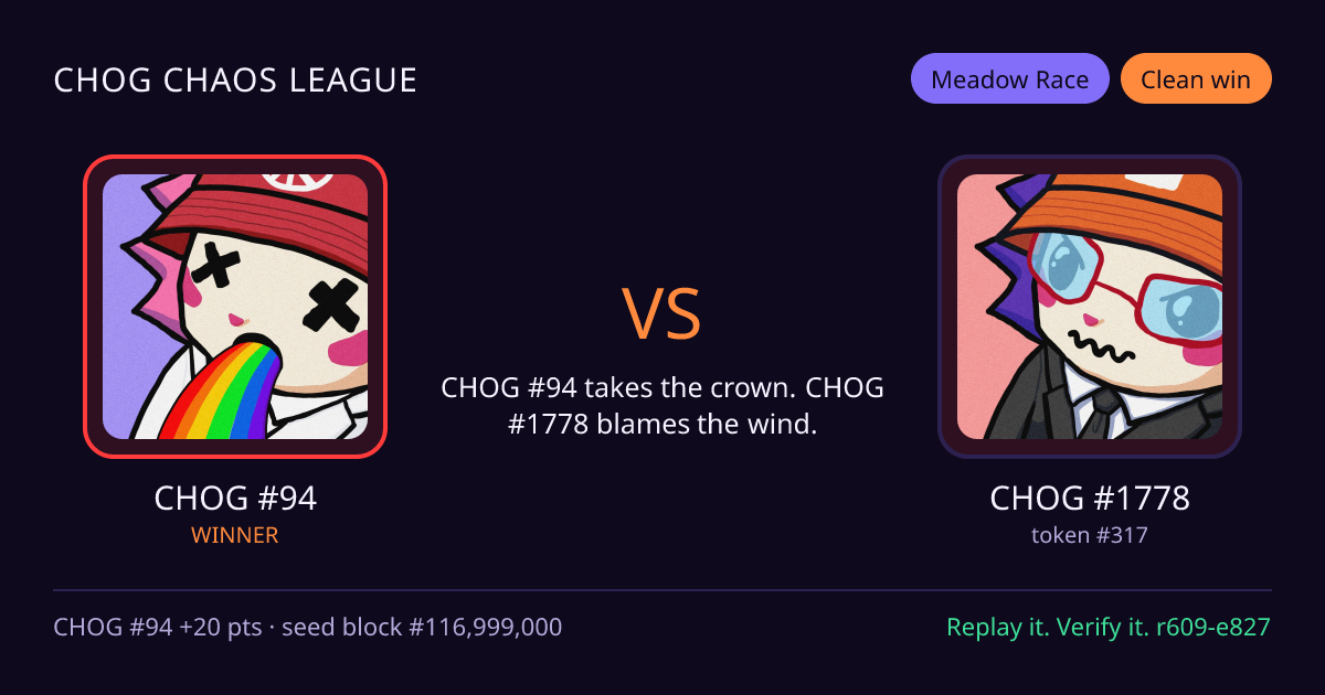 Highlight card: CHOG #94 versus CHOG #1778