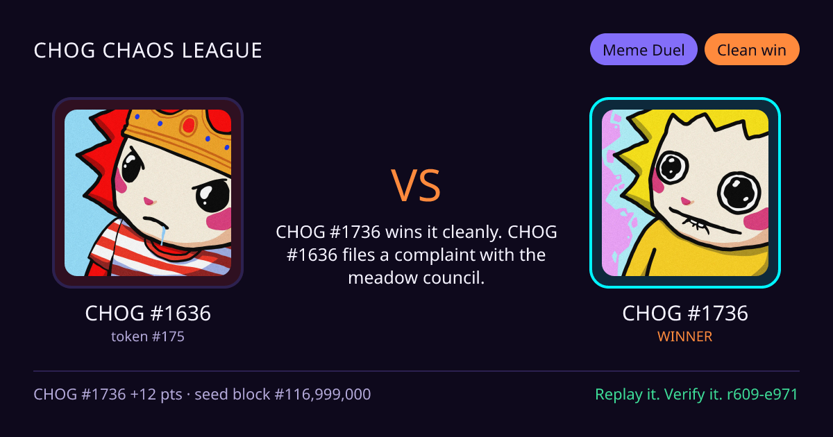 Highlight card: CHOG #1636 versus CHOG #1736