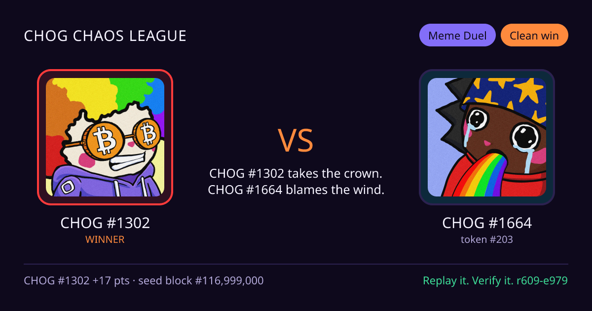 Highlight card: CHOG #1302 versus CHOG #1664