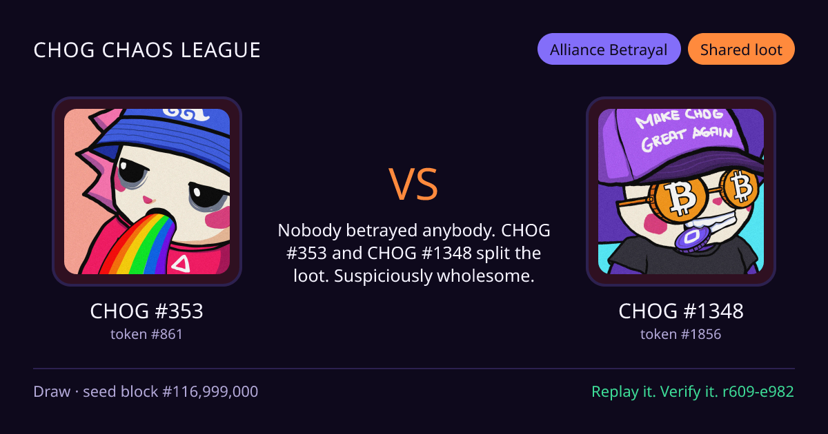 Highlight card: CHOG #353 versus CHOG #1348