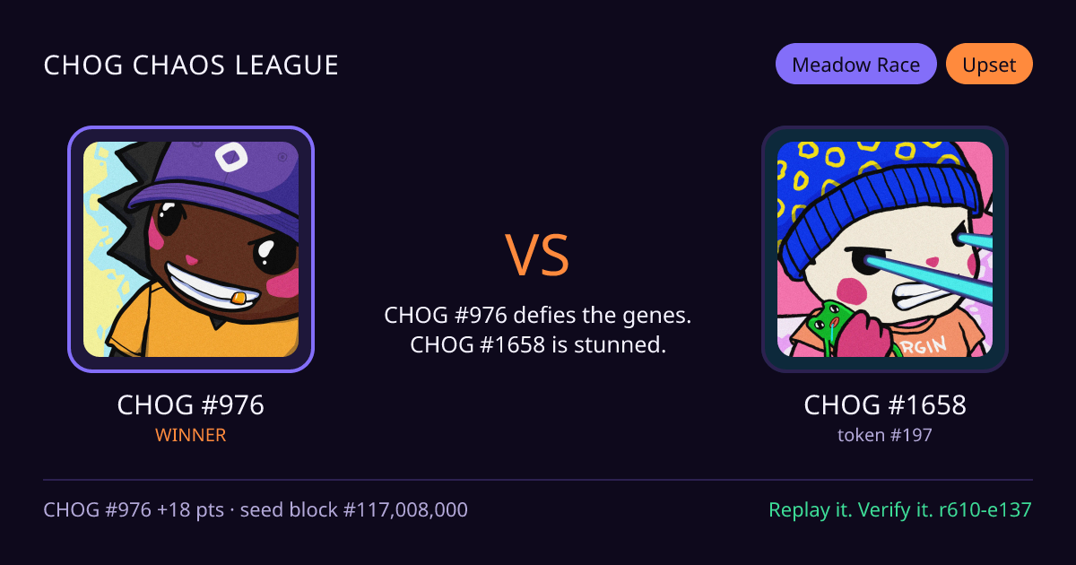 Highlight card: CHOG #976 versus CHOG #1658