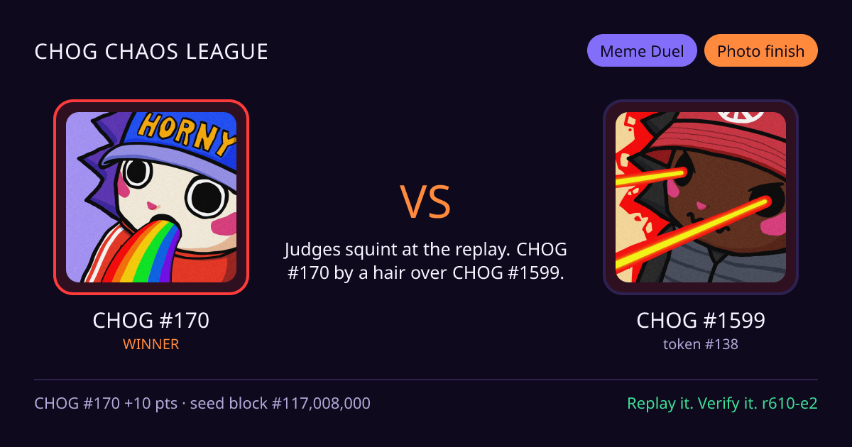 Highlight card: CHOG #170 versus CHOG #1599