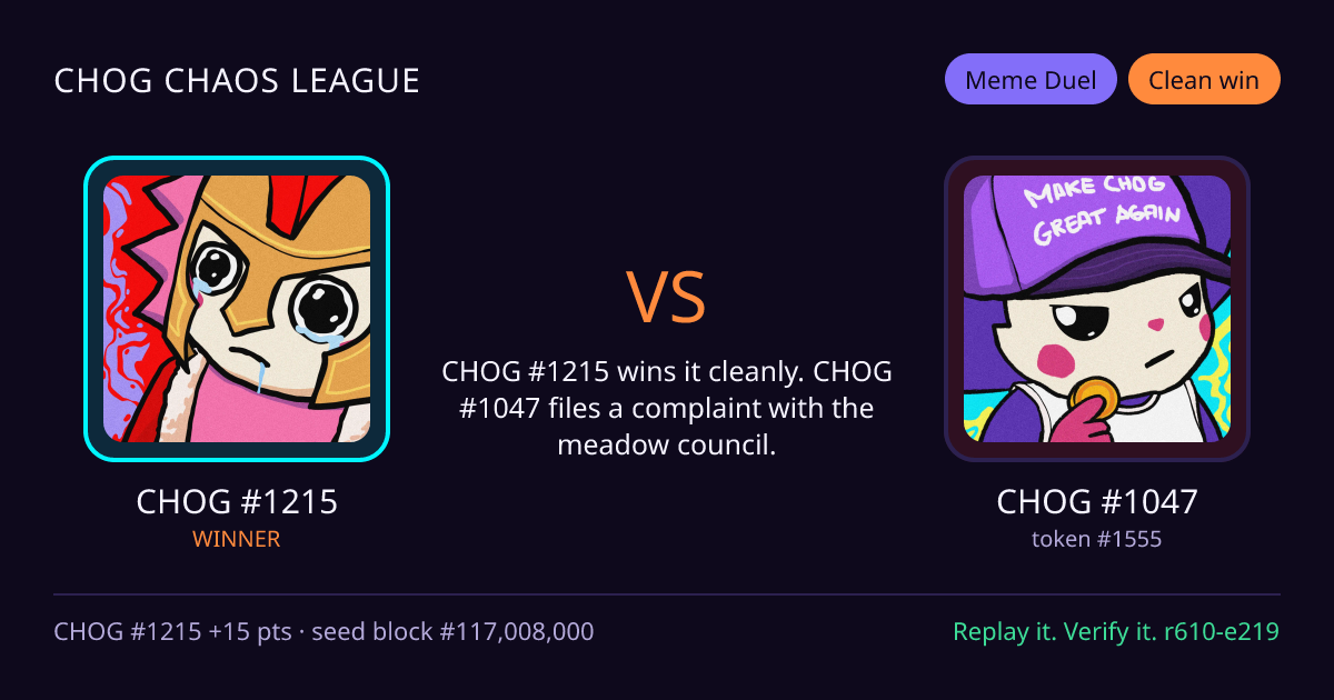 Highlight card: CHOG #1215 versus CHOG #1047