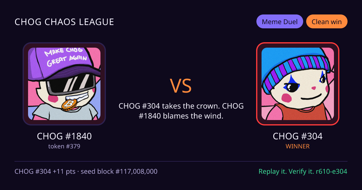 Highlight card: CHOG #1840 versus CHOG #304