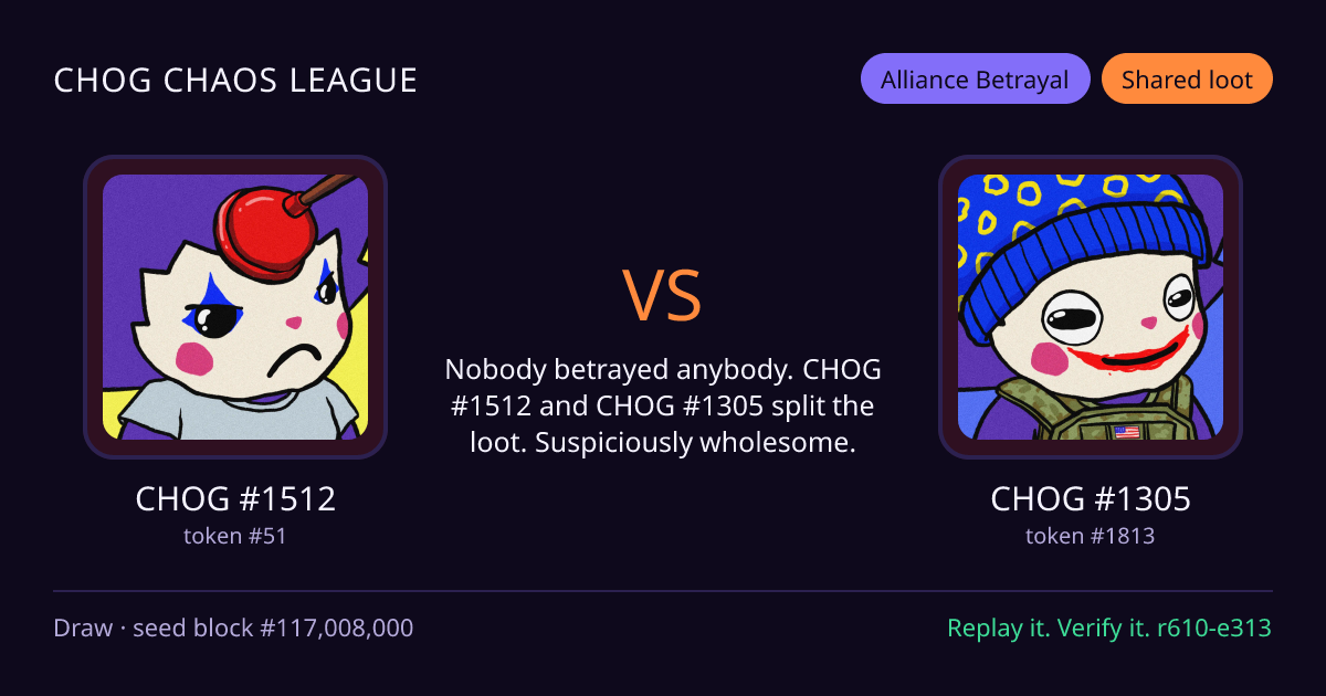 Highlight card: CHOG #1512 versus CHOG #1305
