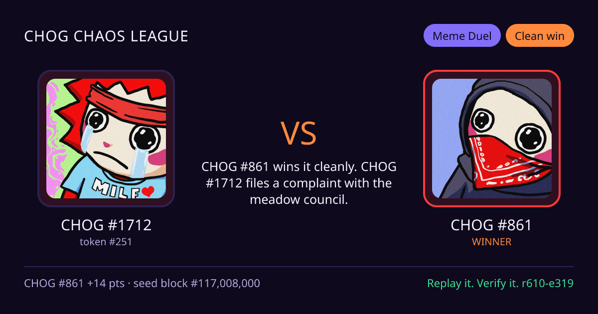 Highlight card: CHOG #1712 versus CHOG #861