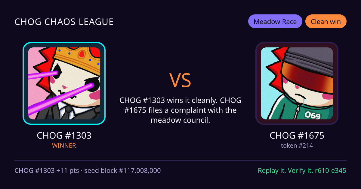 Highlight card: CHOG #1303 versus CHOG #1675